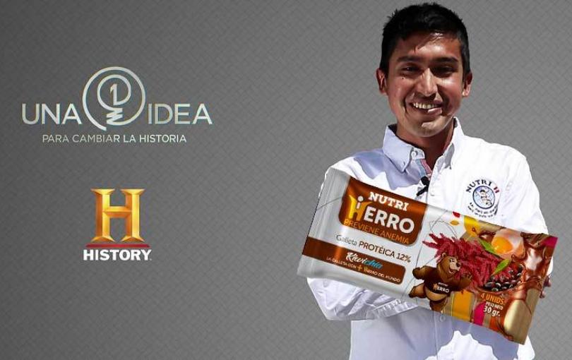 Peruano creador de galletas contra anemia finalista en concurso de History Channel Julio Garay finalista en History Chanel galletas nutri hierro