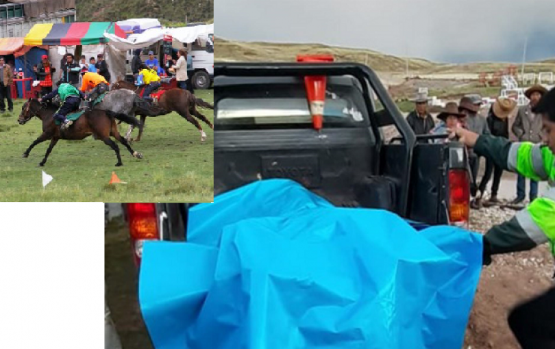 Niña muere al ser arrastrada por caballo durante competencia jockey menores en Canas Niña muere al ser arrastrada por caballo durante competencia Jockey niños en Cusco.