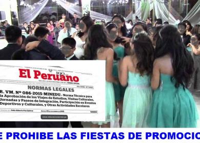 Las fiestas de promoción están prohibidas y sancionadas, de acuerdo a la Resolución Ministerial N° 622-2014.